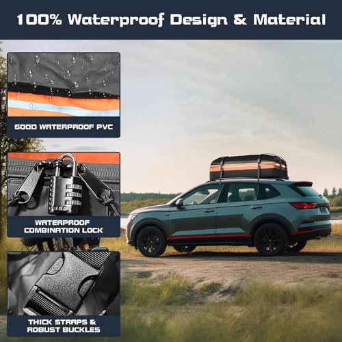 Dachbox Auto,Faltbarer Dachkoffer,425 L wasserdichte Auto Dachboxen füR mit Oder Ohne GepäCkträGer Reisen und GepäCktransport, Autos, Vans, Suvs, mit Antirutschmatte TüRhaken