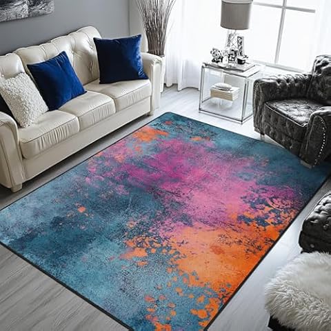 keepcute Abstract Colorful Area Rug 6x9 ft Non-Slip Carpets Blue Purple Floor Rug Carpet Decor for Living Room Bedroom Living Room Study Carpet Cover