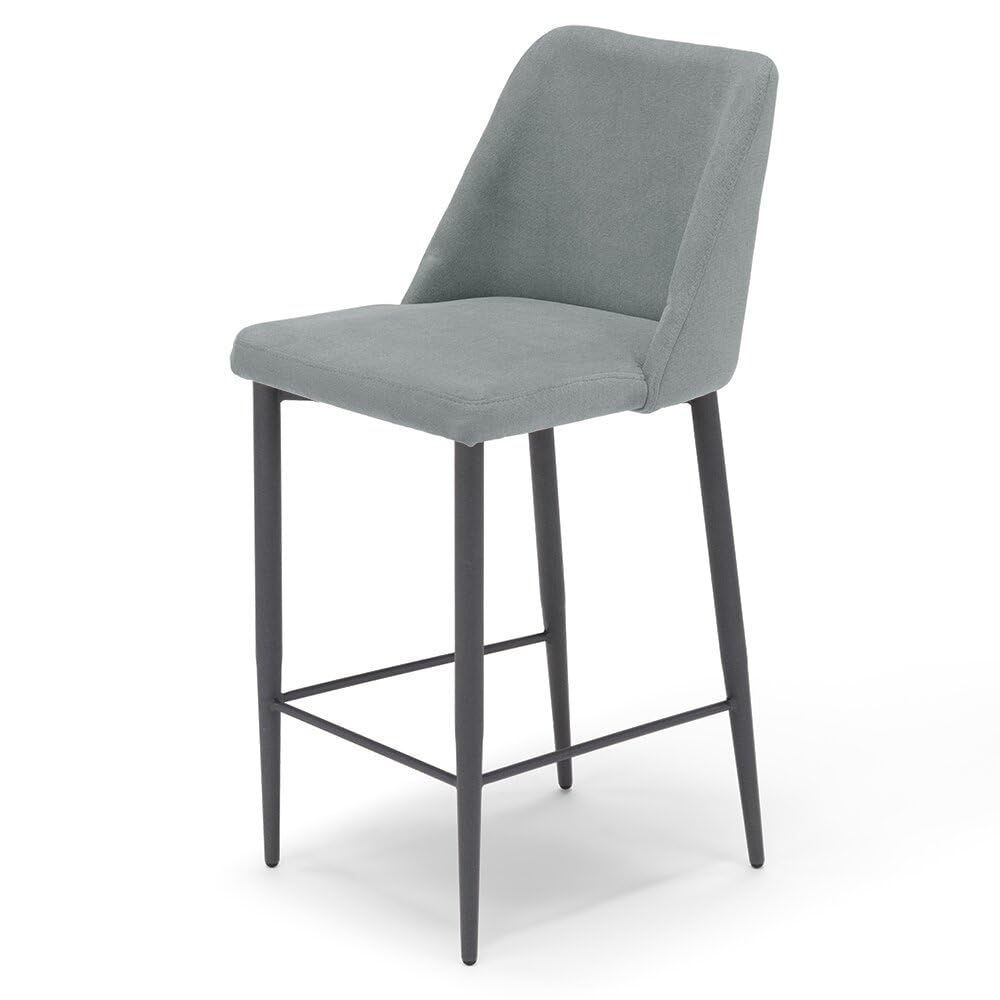 REDÒKASA Sgabello Imbottito ALEXIA MADE IN ITALY, H63 per sala da pranzo, cucina e soggiorno, gambe robuste in metallo effetto ghisa, rivestito con tessuto antimacchia idrorepellente (3, Grigio)