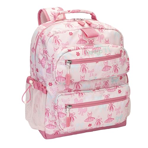 Bentgo Kids Print Backpack - Lightweight 14” Backpack for School, Travel & Daycare, Ideal for Ages 4+, Durable & Water-Resistant, Roomy Interior, & Loop for Lunch Bag (NEW Ballet & Bows)