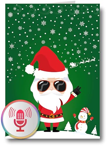 PlayMegram Audio Weihnachtskarte, 1 Minute Aufnahme und Wiedergabe per Knopfdruck, Grußkarte Für Sprachnachrichten und Musik, Kreative Geschenkidee