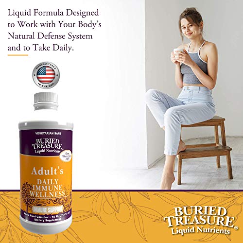 Buried Treasure Adult Daily Immune Wellness 16 Fl Oz. Immune Booster With Elderberry Echinacea, Vitamins #TOP5