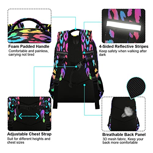 Alaza Rainbow Leopard Print Cheetah Colorful Backpack For Women Bookbag Travel Daypack #TOP2