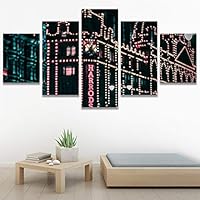 SIGNWIN 5 Panel Canvas Wall Art Street View for Home Decorations Ready to Hang - 60