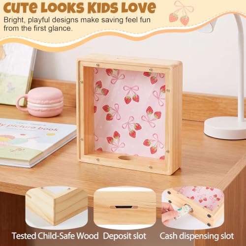 Image of MHJY Wooden Piggy Bank for Kids Personalizable DIY Coin Bank for Girls Boys