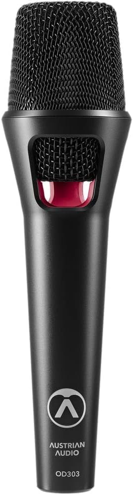 Austrian Audio OD303 Microfono da palcoscenico con tecnologia Open Acoustics, microfono direzionale (banda larga di frequenza, stabilità del feedback, design aperto, diffusore 3D pop noise integrato),