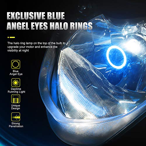 H4 Led Headlight Bulb Motorcycle W/Angle Eye Daytime Running Light 9003 Hi/Lo Beam 25W 3200Lm Custom Chips High Bright 6000K Conversion Kit #TOP1