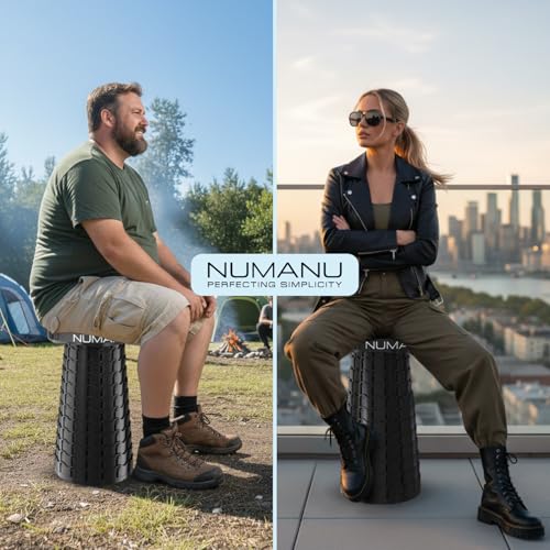 Image of NUMANU 2026 Upgraded 3XL Oversized Collapsible Stool with Cushion & Bag, 1000lbs Max Weight, 23.2 inch Heavy Duty Portable Retractable Telescoping Folding Seat Chair or Travel Footrest