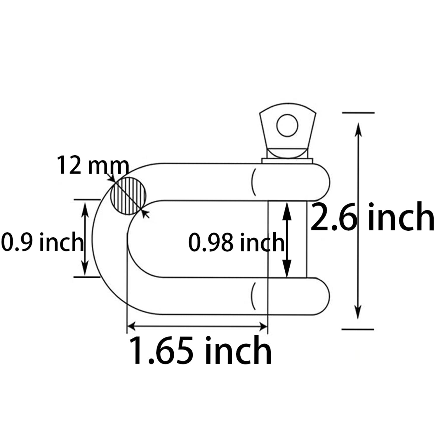 2 Pcs 1/2 Inch 12mm Screw Pin Anchor Shackle 304 Stainless Steel D Ring Shackle for Wirerope Lifting, Ship Anchor, Rope Bracelets Or Construction, Car 2