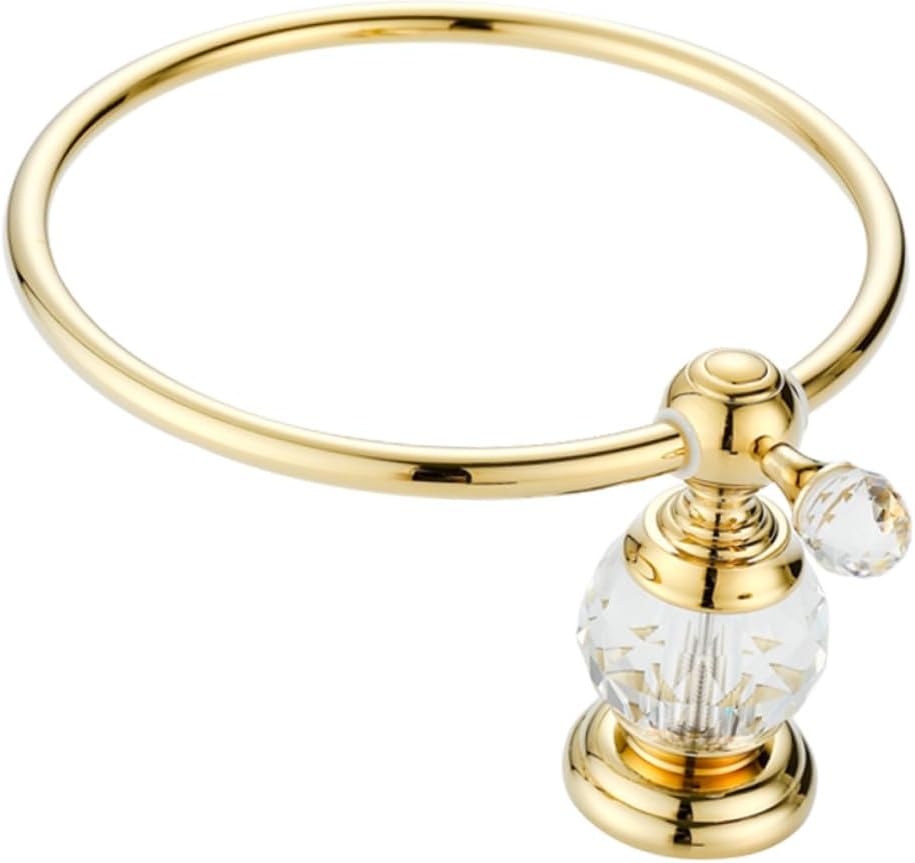 Refined Copper Towel Ring Wall Mounted Holder with Rotation Polished Gold Finish Rustproof Bathroom Pendant Ring for Elegant Bathroom Organization