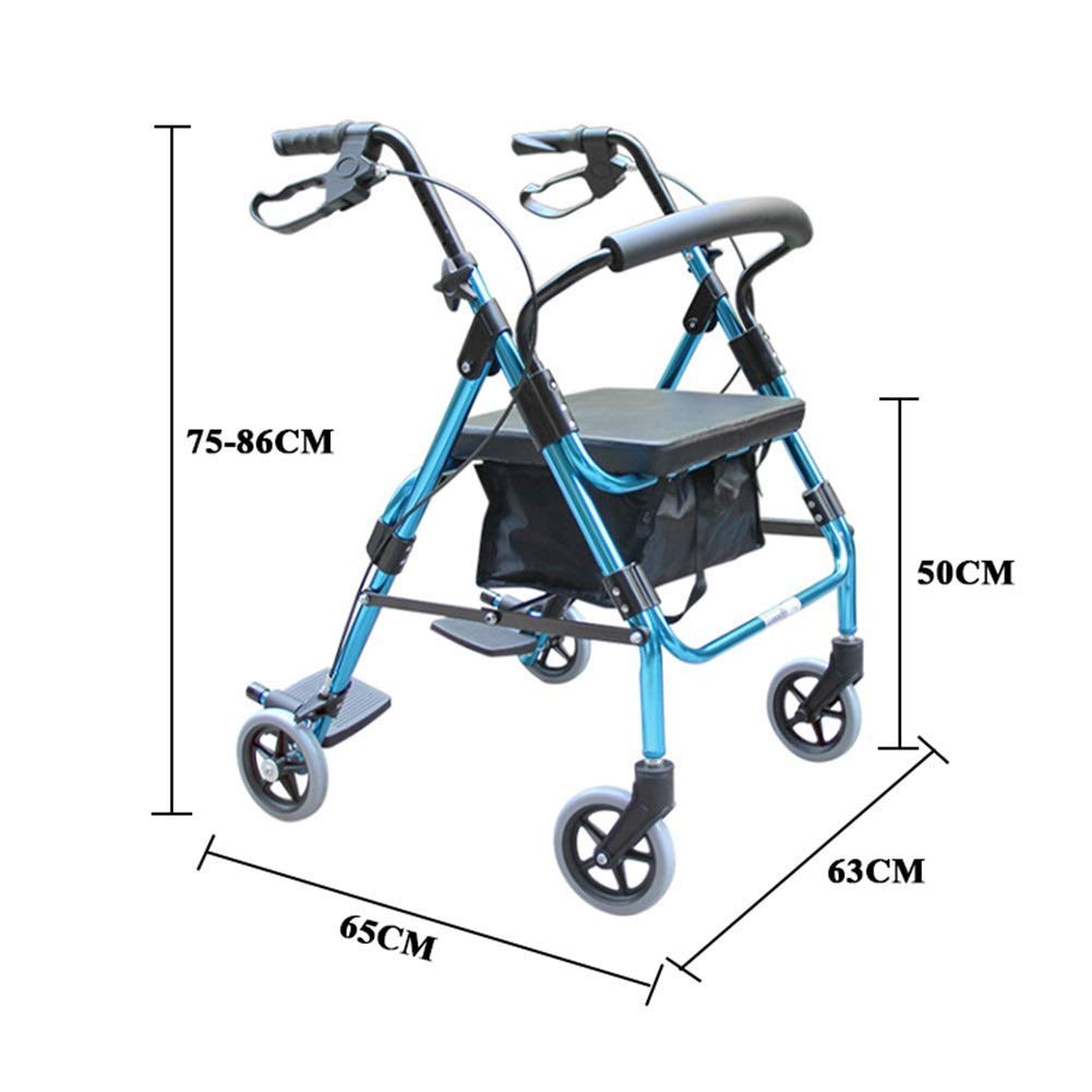 Walker Rollator Trolley Walker Andador rodante con Cesta de la Compra con Asiento, diseño de Freno de Mano Velocidad Ajustable, con Dispositivo de Pedal Little Surprise