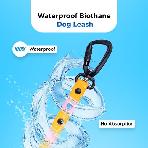 Image of Adil's Biothane Dog Leash - Waterproof Leashes for Dogs, Metal Hook, Adjustable 5ft Length Suitable for Dogs & Puppies, Ideal for Walking, Running & Training (Orange)