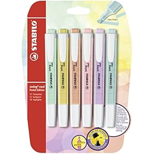 Tekstmarkeerstift – STABILO swing cool Pastel Edition – 6 stuks – 6 kleuren