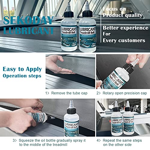 100% Silicone Treadnmill Belt Lubricants / Lubes | Non Toxic and Odorless | High Cost Performance and High Stability | with Precision Screw Caps for Easy Use | Full Belt Width Lubrication