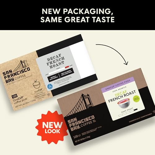 Image of San Francisco Bay Decaf K-Cup Coffee Pods, Decaf French Roast (80 ct), Dark Roast, Commercially Compostable Single-Serve Coffee Pods, Swiss Water Process