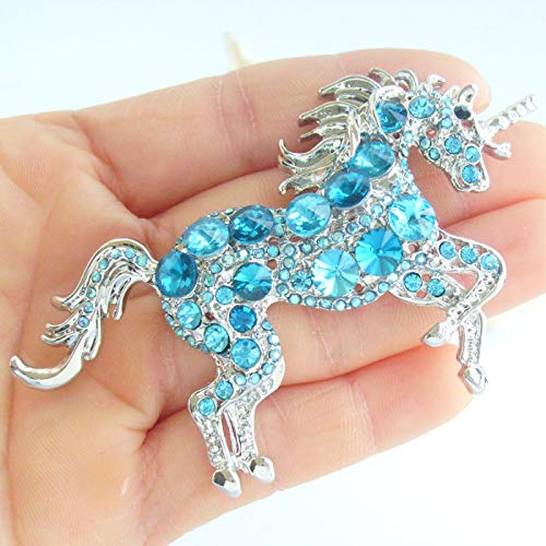 Image of Unique Animal Unicorn Horse Brooch Pin Pendant Austrian Crystal BZ6172