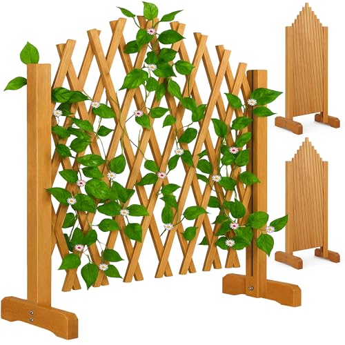 Gardebruk 2X Treillage Jardin 180x107cm Support Plantes grimpantes en Bois Brise-Vue Pliable Clôture de Jardin Treillis Extensible