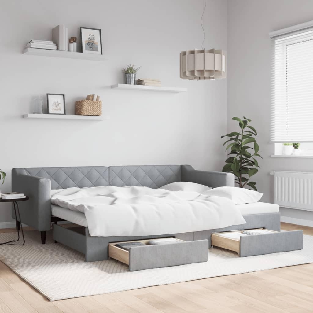 vidaXL Lit de Jour avec gigogne et tiroirs sans Matelas 90x200 cm