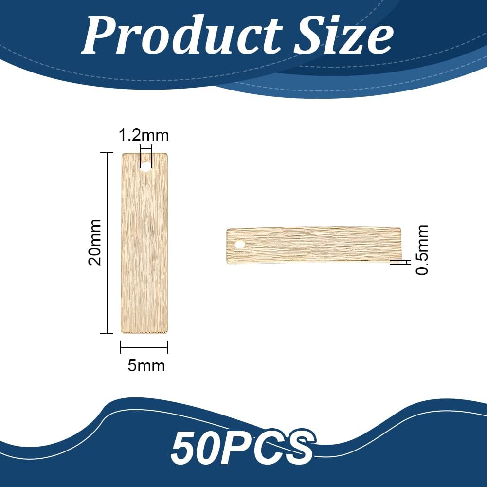 UNICRAFTALE Real 24K Gold Plated Rectangle Stamping Blanks Metal Charms Stamping Blank Tag Pendants Blank Rectangle Dainty Pendants Charms for Bracelet Necklace DIY Jewelry Making - Image 3