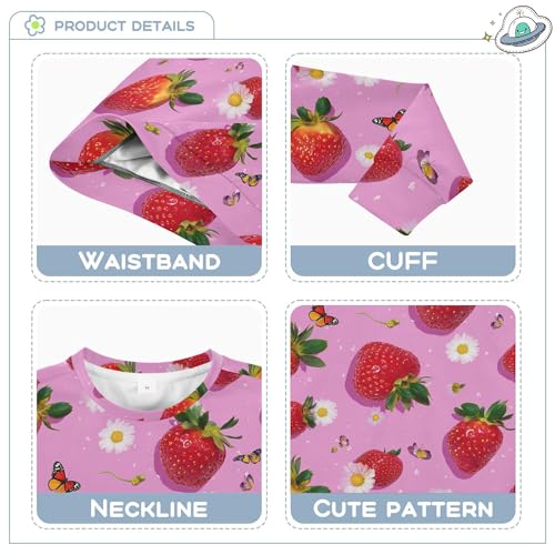 JUNZAN Fresh Strawberries Fruit Hot Pink Big Girls Hoodie Sweatshirt Long Sleeve Tops Clothing Shirts Camping 4T3