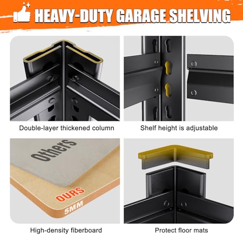 Image of (2-Pack) 71 inch H-28 W-12 D Garage Shelving - 5 Tier Heavy Duty Metal Storage Shelves, Adjustable Steel Rack Units, Industrial Utility Shelving for Pantry, Basement, Warehouse & Home Organization