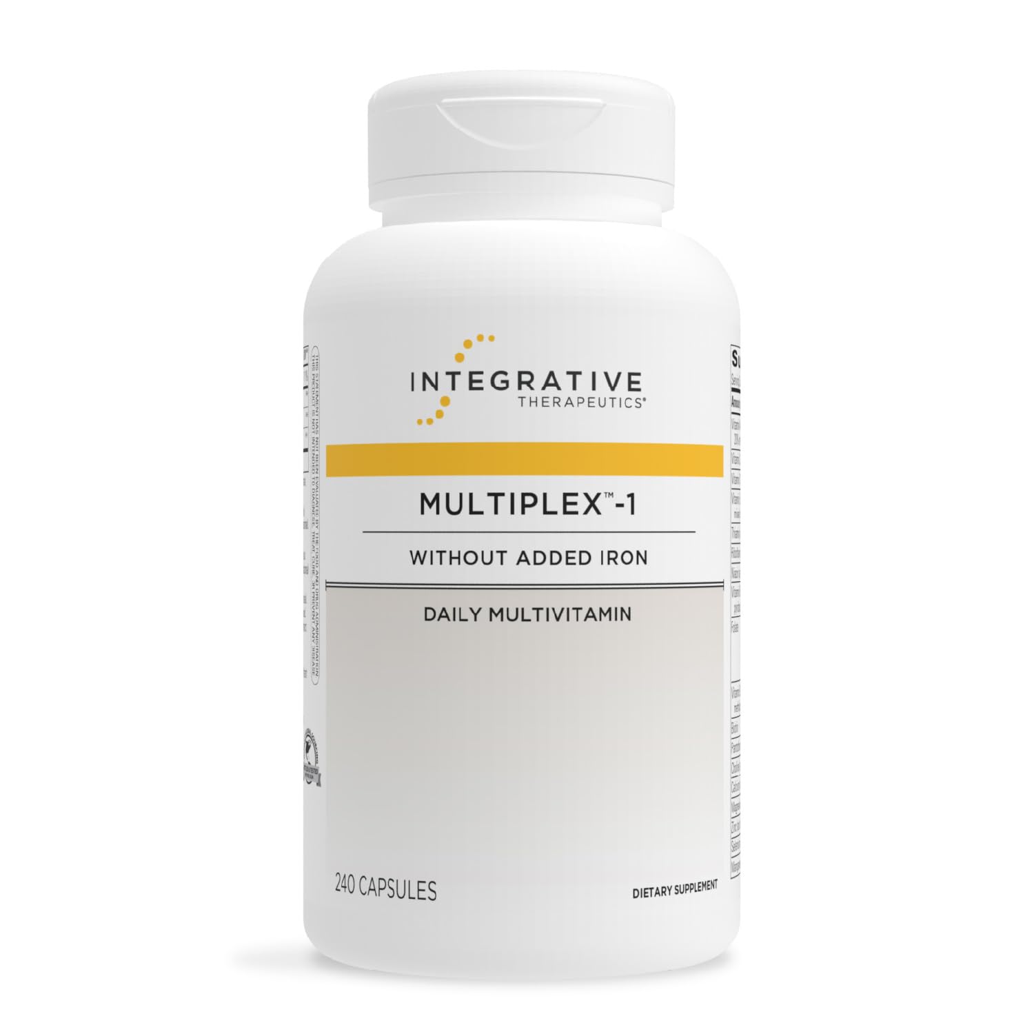 Integrative Therapeutics - Multiplex-1 - Without Iron - Hypoallergenic Daily Multivitamin and Mineral Supplement - 240 Capsules Standard Packaging
