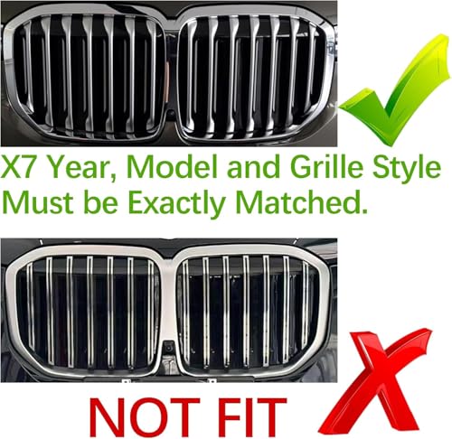 Image of Front Grill Insert Trim Strips for 2019-2022 G07 X7 7-Beam Exact Fit Cover Accessories Sport Style 3pcs
