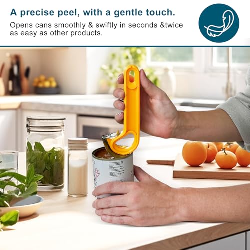 Ring Pull Can Opener Tin Opener for Arthritis Hands, Easy Open Pop Top Can Opener, J Shaped Kitchen Aid Opener, Can Tab Opener Tool, Locking Rings Opener for Living Gifts Aids(Orange) - Image 3