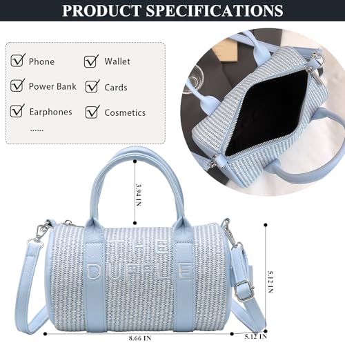 Straw Bucket Bag Small Summer Straw Purses for Women Trendy Woven Crossbody Bag Duffle Shoulder Handbag4
