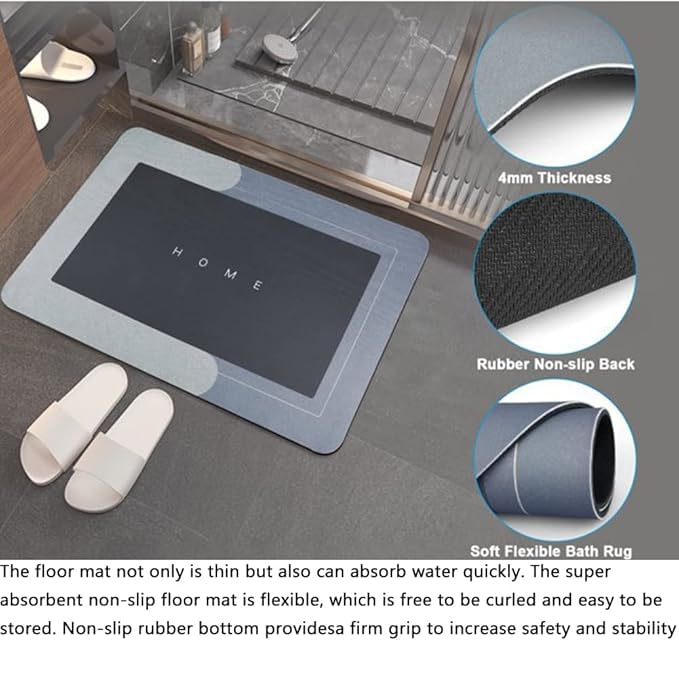 BELARO Non Slip Home Bath mat, Kitchen Bathroom Door mat, Washable Super Soft Floor Carpet, Entrance Door mat (Water Absorbent Door Mat) (Round) 2