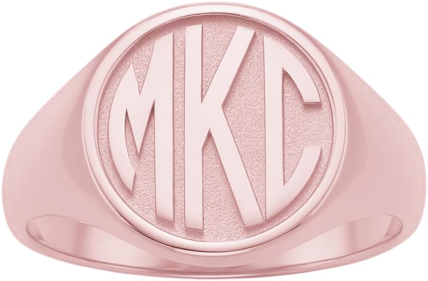 Personalized Block Monogram Initial Signet Ring for Women Men 925 Sterling Silver Chunky Letter Ring