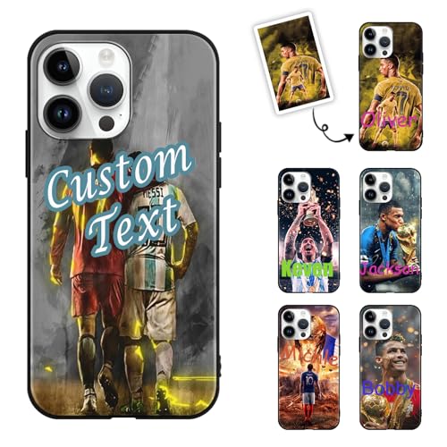 Personalisierte Handyhülle für Samsung Galaxy A23 5G 6,6', Personalisiert TPU Schutzhülle mit Soccer Star Fußball Fußballspieler 7 10 Muster Optionale Foto & Text Custom Case für Mädchen Junge