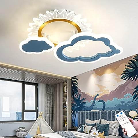 Children's Room Lamp LED Dimmable Ceiling Lamp Chandelier Bedroom Decoration Ceiling Lighting Modern Living Room Lamp Acrylic Lampshade Boy Girl Room Baby Room Dining Room Kitchen Lamp (Blue,60CM) Cover