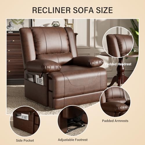 Sillón sin reclinar con cuero sintético marrón miniatura 4