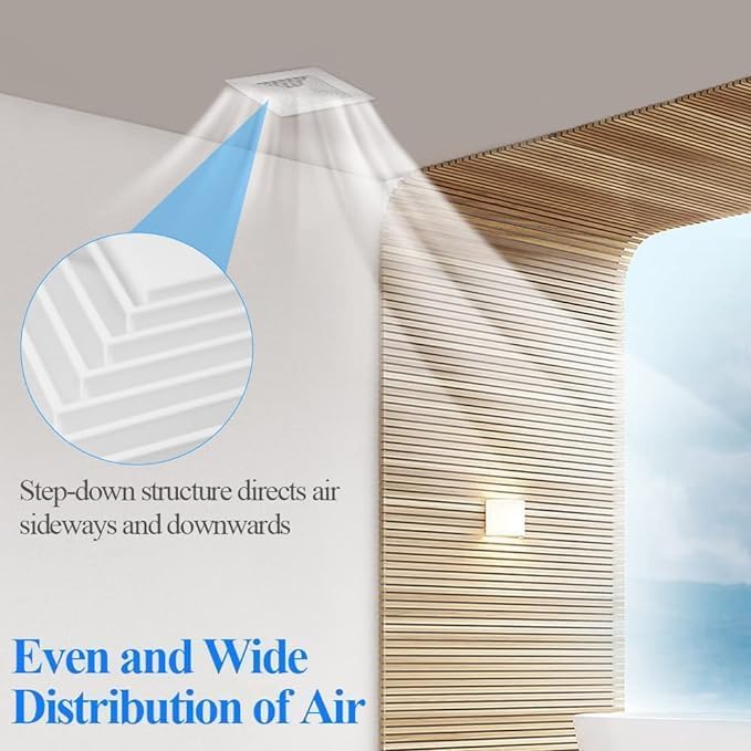 Miniatura 4 de WiseWater Cubierta de ventilador de baño de 9.6 x 9.6 pulgadas y rejilla cuadrada para ventilador de techo con resortes, cubierta de ventilación de