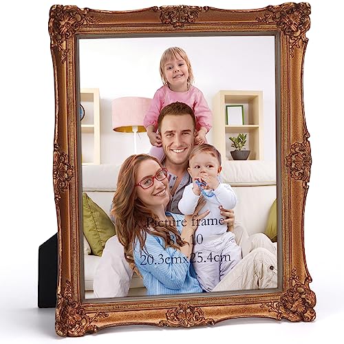 Giftgarden 8X10 Vintage Picture Frame Bronze Gold, Antique Ornate 8 By 10 Photo Frame For Tabletop Display, Classical Victorian Frame Style #TOP4