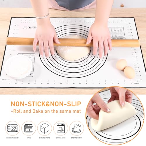 LXUDN Groß 60 * 90cm Backmatte Silikon, Silikonmatte Baking Mat Rutschfeste, Antihaftbeschichtete Backunterlage mit Messung, für Fondant Gebäck Pizza, BPA Frei(Schwarz + Schaber)