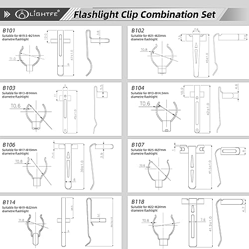 Clip de lampe de poche B119-B207 lot de 15 pour ne plus perdre votre lampe sur votre sac