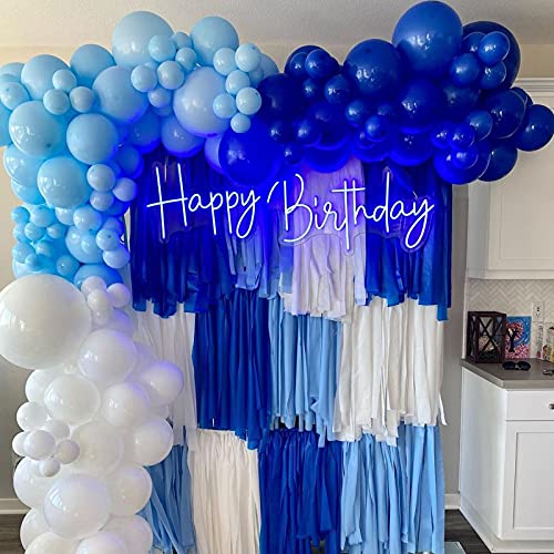 174Pcs Boy's Birthday Different Blue Macaron Size Balloons Garland Kit Dark And Baby Blue Chrome White Balloons For Baby Shower Wedding Party Decoration #TOP7