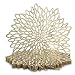 " Occasions" 10 Pieces Pack Pressed Vinyl Metallic Placemats/Wedding Accent Centerpiece Placemat (Round Gold Leaf)