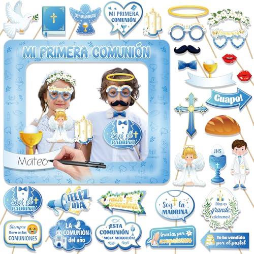 DPKOW Azul Photocall Comunión Niño 30pcs