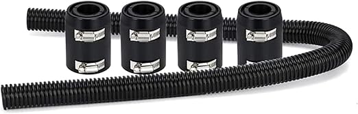 Universal 48-inch Radiator Hose Kit, Stainless Steel Heat Dissipation Hose Kit with 4 Chrome Caps HTRACING (Black)