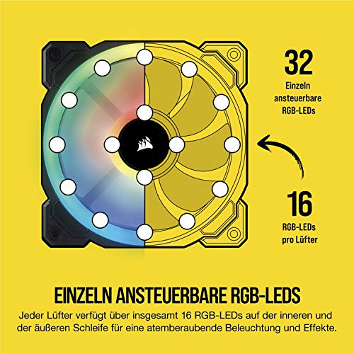 Corsair LL140 RGB LED PWM PC-Gehäuselüfter (140mm Dual Licht Loop RGB LED, Zweierpack mit Lighting Node PRO) Schwarz, 2-er Pack – Ansicht 3