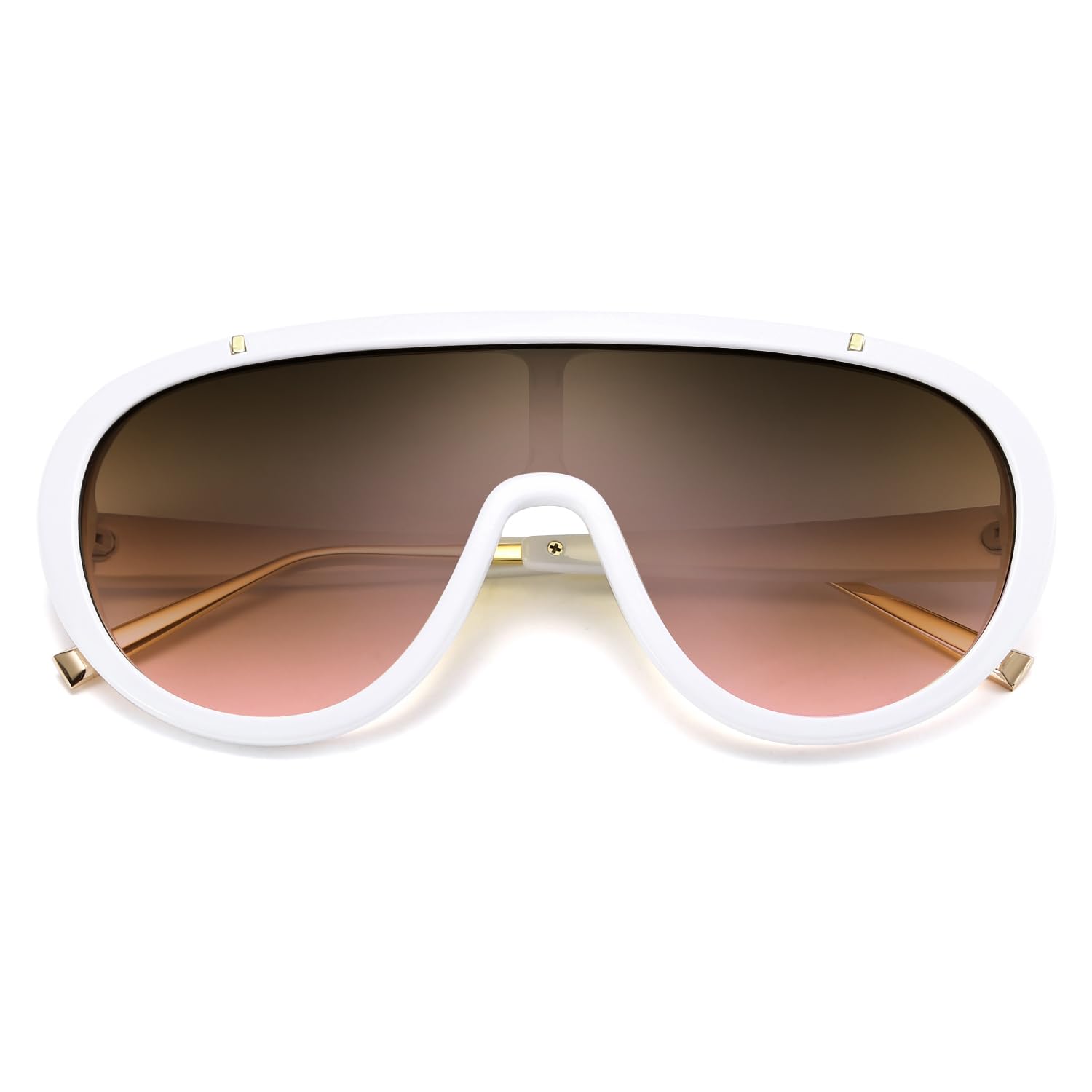 Gafas de sol para mujer, de gran tamaño, marco de una pieza, UV400, gafas de sol de moda, retro, sombras B2580, Blanco 8