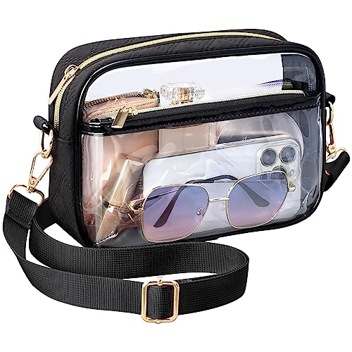 Image of PACKISM Clear Bag for Stadium Events - Small Clear Purse Crossbody Bag | Adjustable Wide Strap, 2 Easy Access Pockets, Thick 0.5mm PVC, for Sports Game Day Concerts Festival, Women Clear Stadium Bag