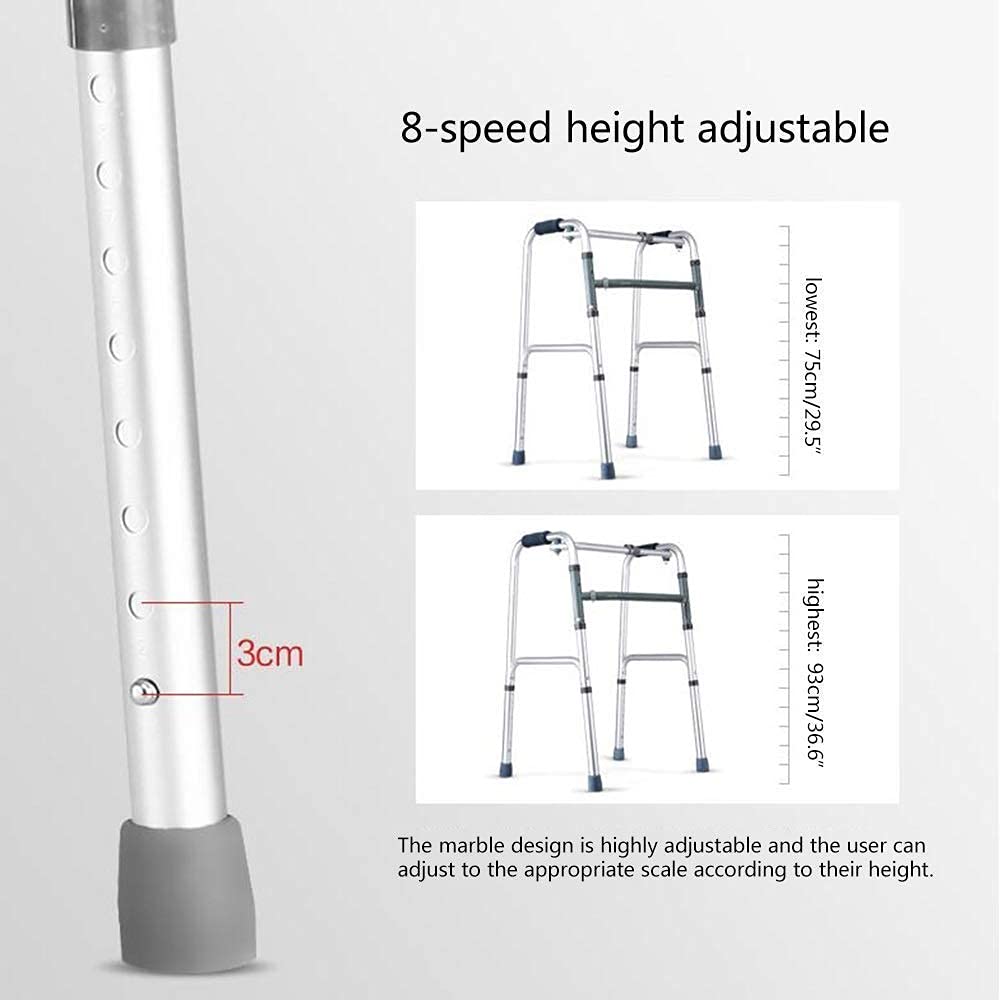 Ausilio per la deambulazione con rollator, Walker, Walker Standard Walkers 8-Velocità Regolazione Camminata Mobilità Ausilio Pieghevole Doppia Modalità Viaggio Riabilitazione Walker