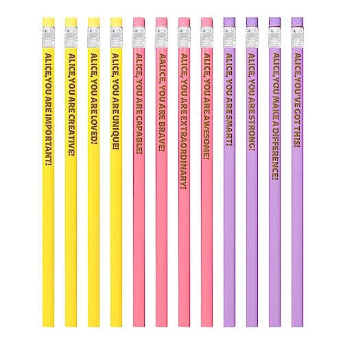 Wellhoope Lápices motivacionales personalizados, 12 unidades, lápices de colores con nombre personalizado, lápices inspiradores You Are Smart, lápices grabados de madera para suministros escolares