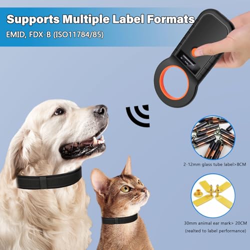 Haustier Mikrochipscann, Wiederaufladbarer USB Tierchip Lesegerät Chipleser Hunde Chip Scanner Katze ISO11784/(85) FDX-B/EMID Mikrochip Lesegerät für Hunde/Katze