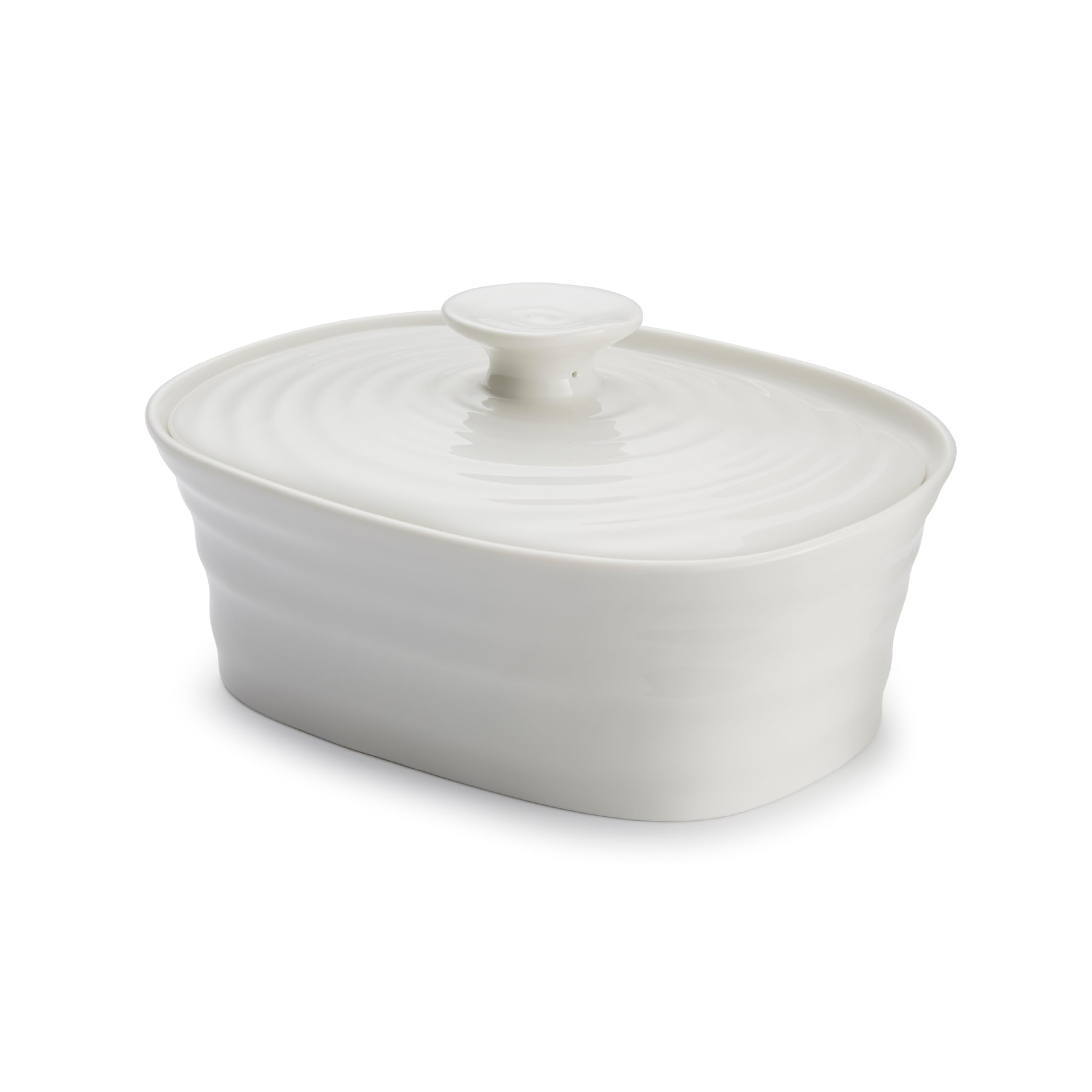 x Sophie Conran Porcelain Butter Dish with Lid - White Ceramic Butter Dish with Handle, Great Gift for Farmhouse and Kitchen Lovers