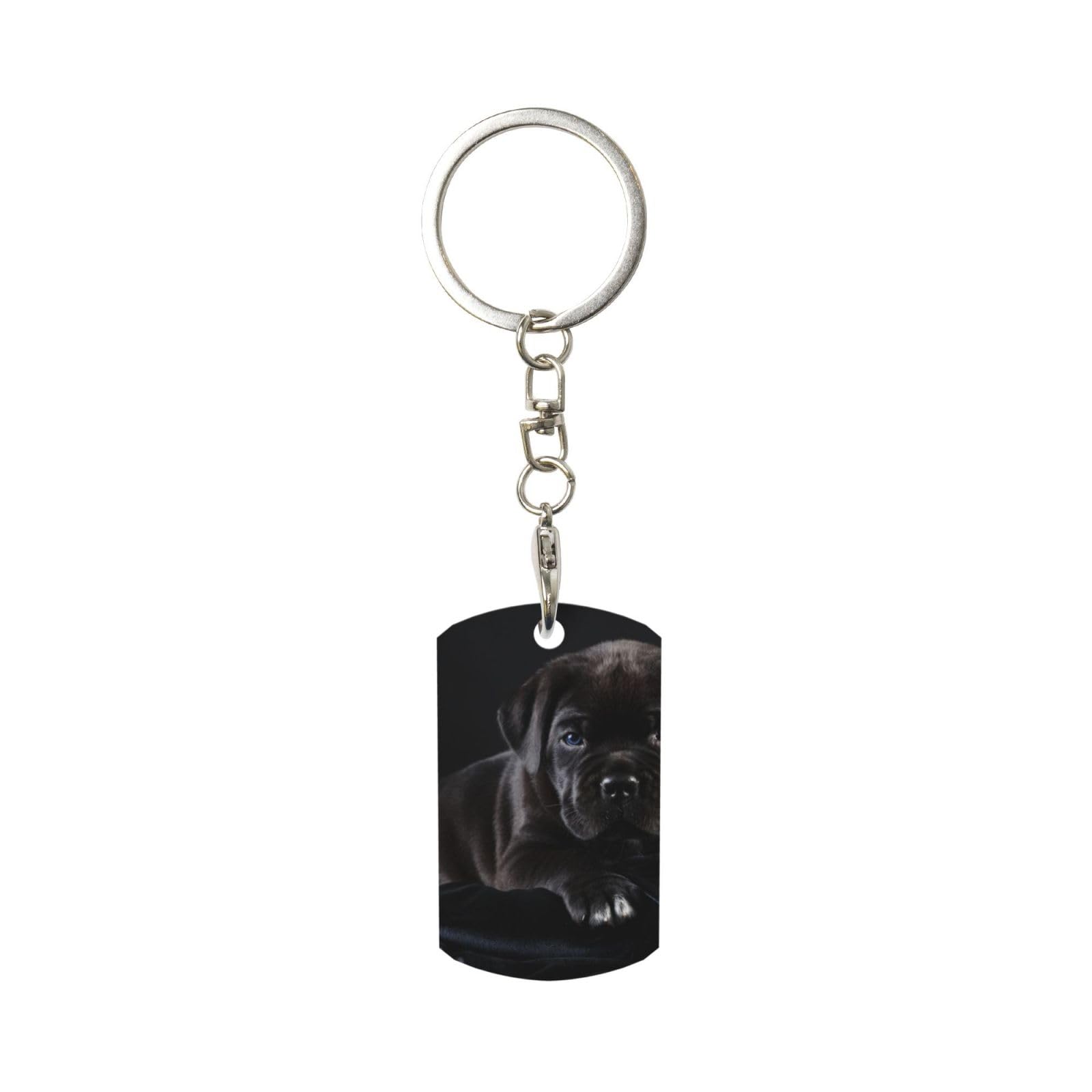 Inomak Unisex As Picture Cane Corso Pets Puppy Black Cane Corso, Rectangular Metal Keychain, Metal Keychains Keyring Key Chain Ring Holder Organizer 1 Pc
